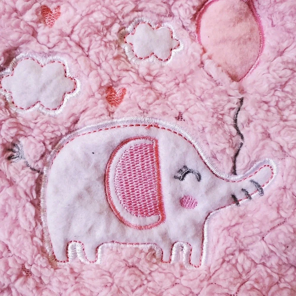 Girls Zak & Zoey Plush‎ Pink Elephant Balloon Clouds Hearts Waffle Baby Blanket